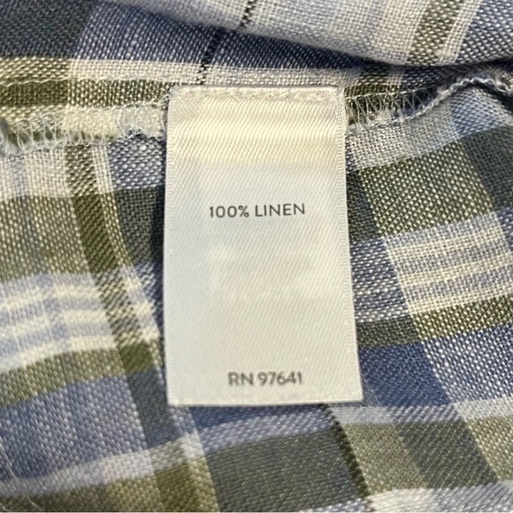 J. Jill Love Linen White Blue & Green Plaid Long Sleeve Tunic Size Small Petite - Picture 6 of 8